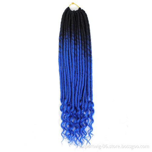 Hot Sell Wholesale Soft Dread New Wave Ombre Synthetic Crochet Extensions Curly Sister Goddess Faux Locs Faux Goddess Locs Afo